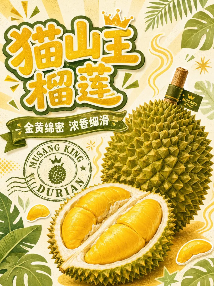 猫山王榴莲商业海报
