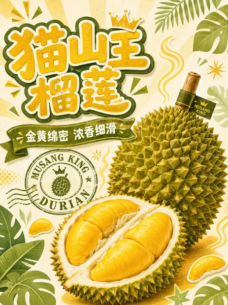 猫山王榴莲商业海报